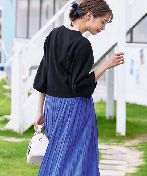 【新色追加】ビジューボタンニットカーデ