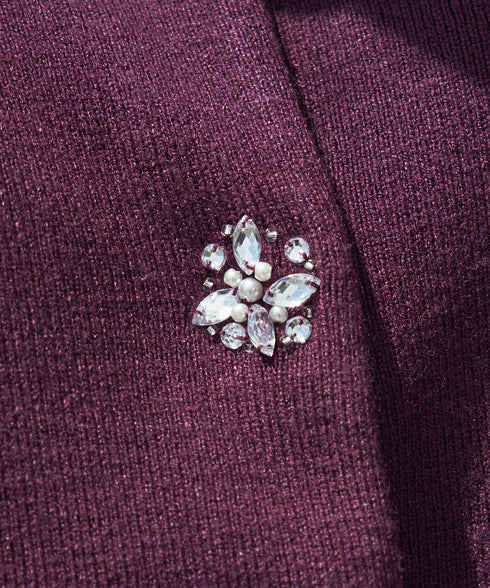 【新色追加】ビジューボタンニットカーデ