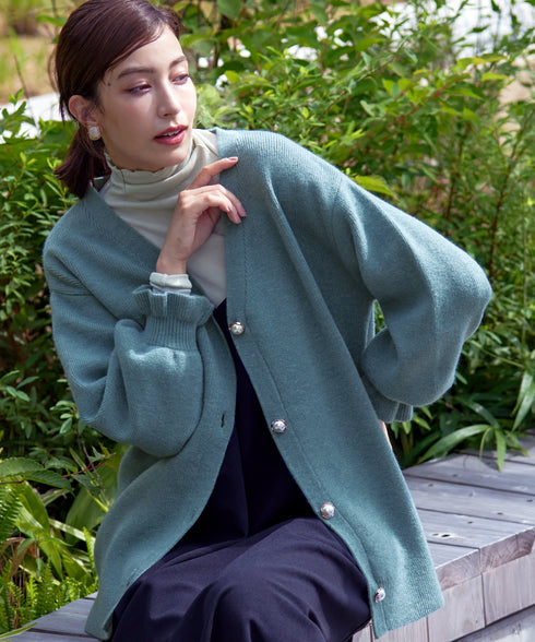 【アウトレット】袖先フリルミドル丈カーデ