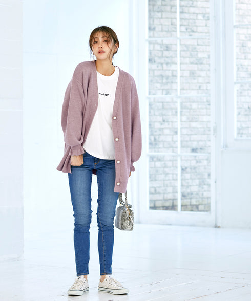 【アウトレット】袖先フリルミドル丈カーデ