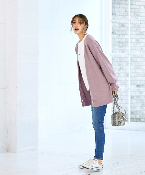 【アウトレット】袖先フリルミドル丈カーデ