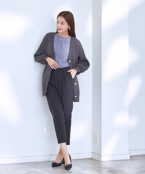 【アウトレット】袖先フリルミドル丈カーデ