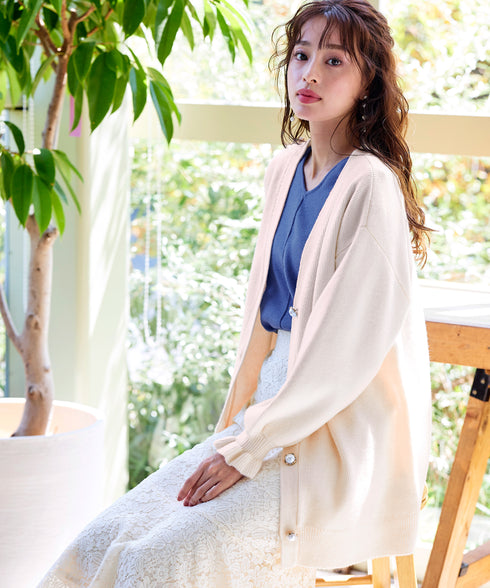 【アウトレット】袖先フリルミドル丈カーデ