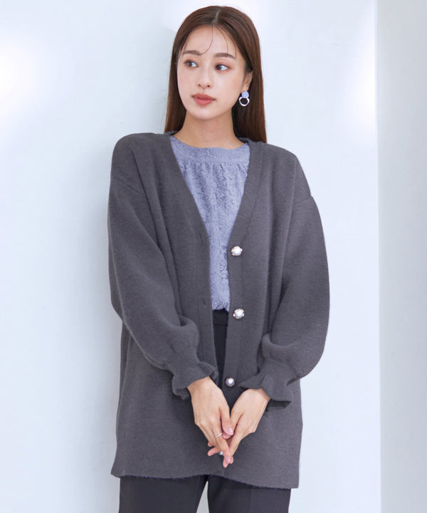 【アウトレット】袖先フリルミドル丈カーデ