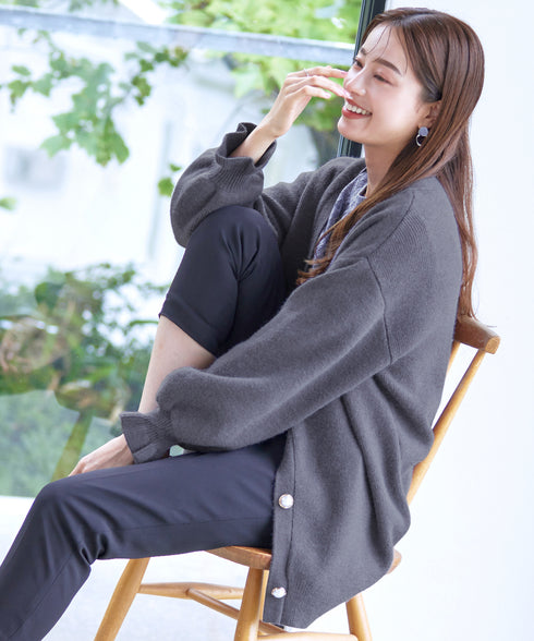 【アウトレット】袖先フリルミドル丈カーデ