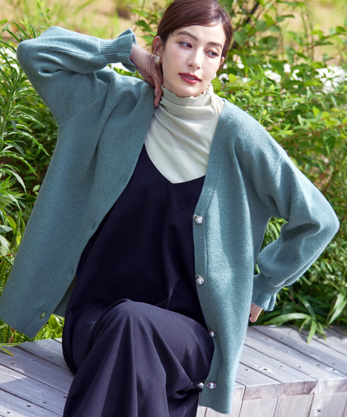 【アウトレット】袖先フリルミドル丈カーデ