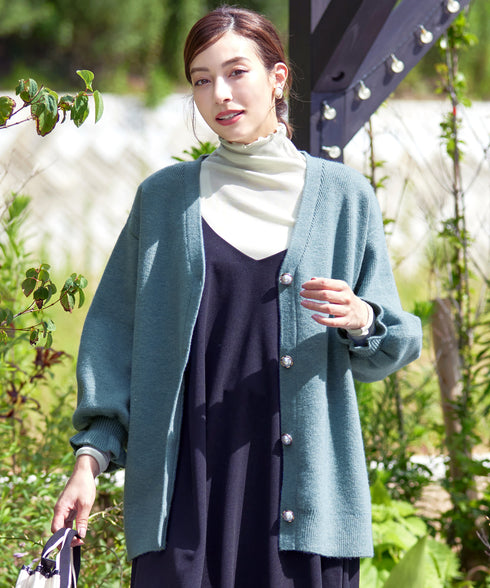 【アウトレット】袖先フリルミドル丈カーデ