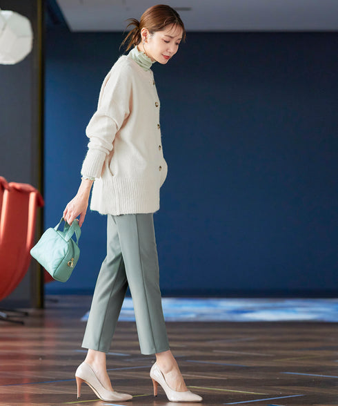 クルーネックメランジカーディガン