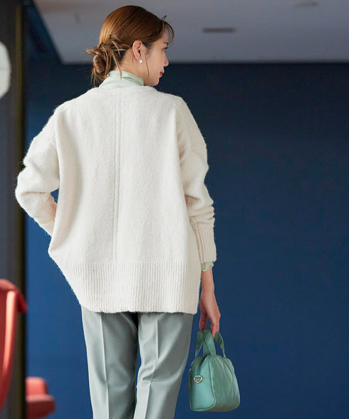 クルーネックメランジカーディガン