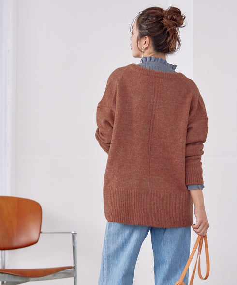 クルーネックメランジカーディガン