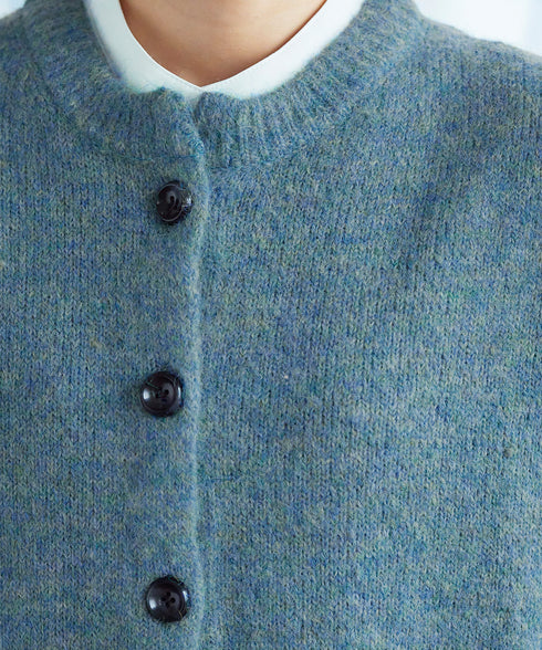 クルーネックメランジカーディガン