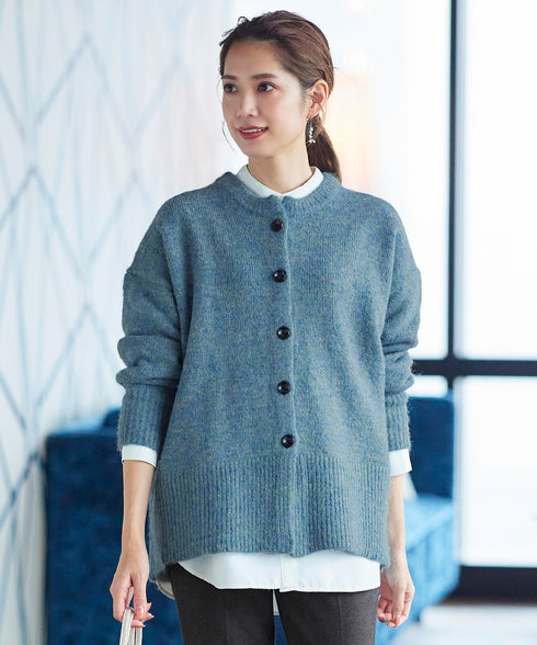 クルーネックメランジカーディガン