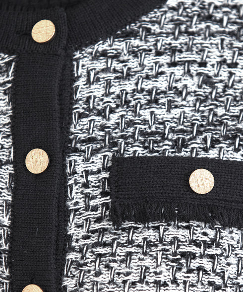 【アウトレット】ツイードニットカーディガン