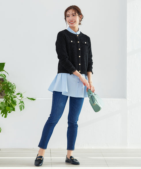 【アウトレット】ツイードニットカーディガン