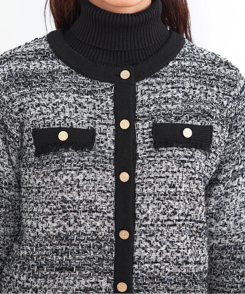 【アウトレット】ツイードニットカーディガン