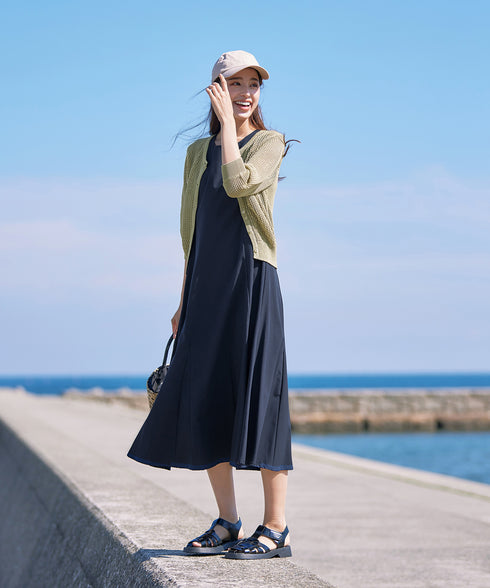 【アウトレット】メッシュ編みニットショートカーディガン