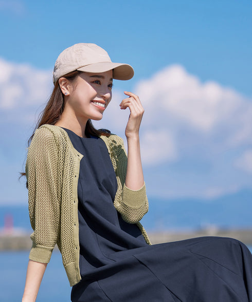 【アウトレット】メッシュ編みニットショートカーディガン