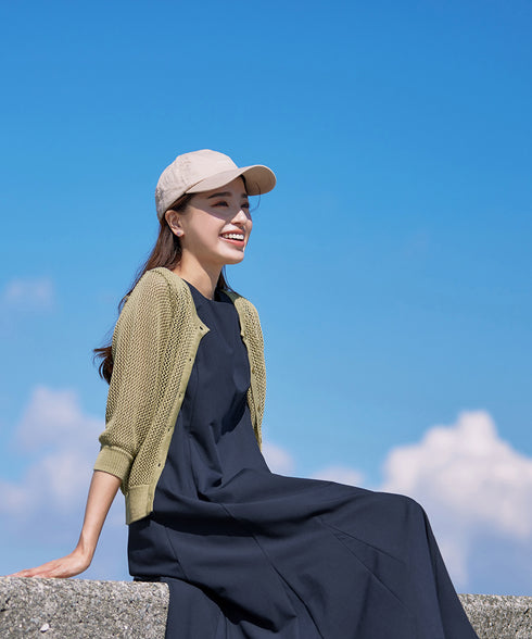 【アウトレット】メッシュ編みニットショートカーディガン