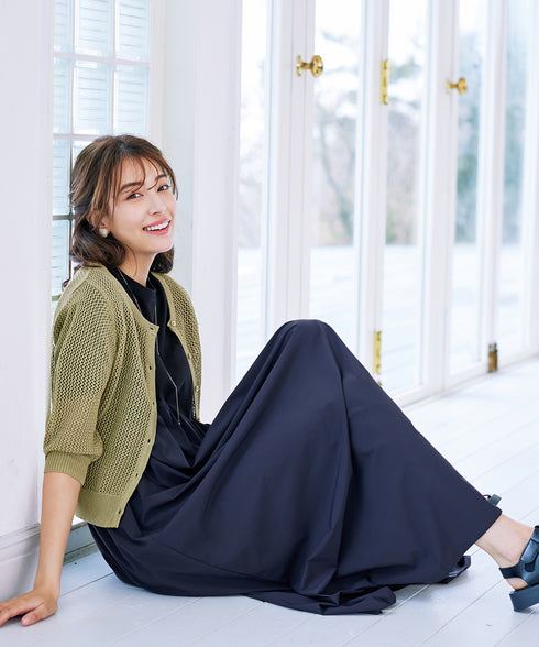 【アウトレット】メッシュ編みニットショートカーディガン