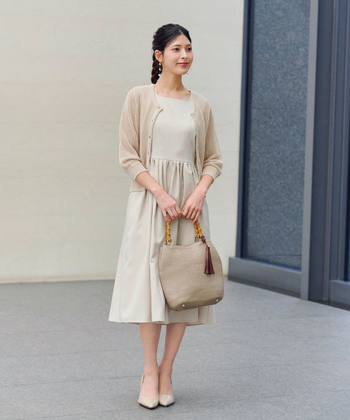 【アウトレット】メッシュ編みニットショートカーディガン