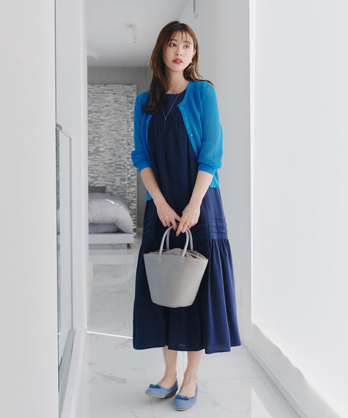 【アウトレット】メッシュ編みニットショートカーディガン