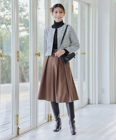 【新色追加】 ウール調タックスカート