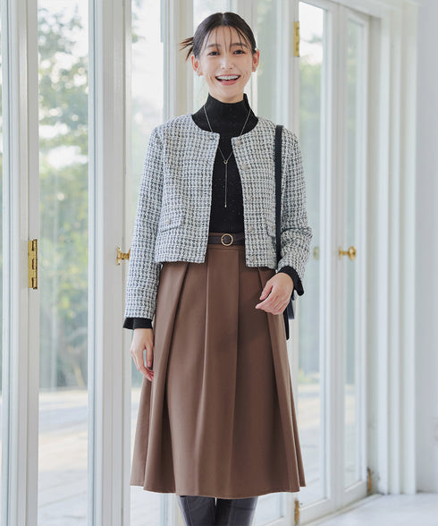 【新色追加】 ウール調タックスカート