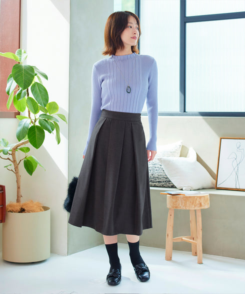【新色追加】 ウール調タックスカート