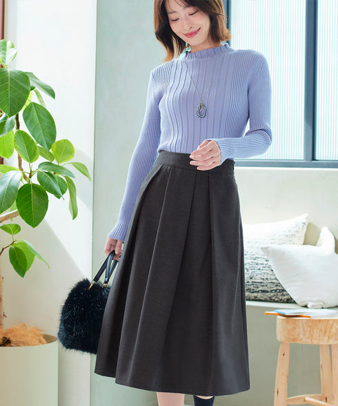 【新色追加】 ウール調タックスカート