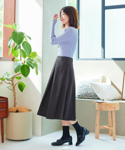 【新色追加】 ウール調タックスカート