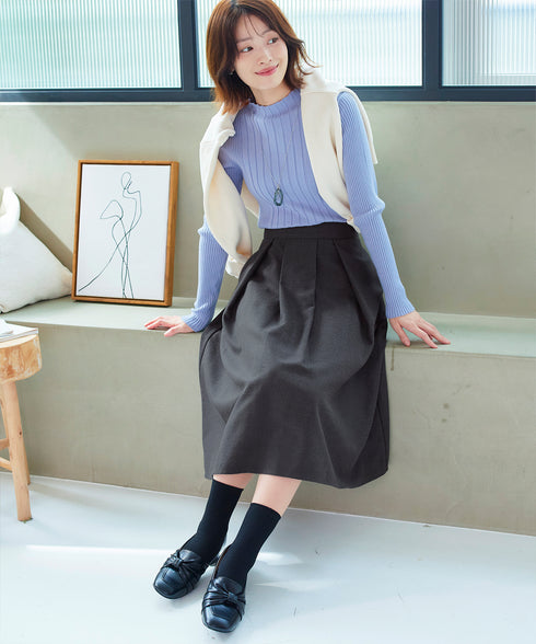 【新色追加】 ウール調タックスカート