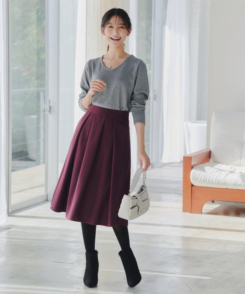 【新色追加】 ウール調タックスカート