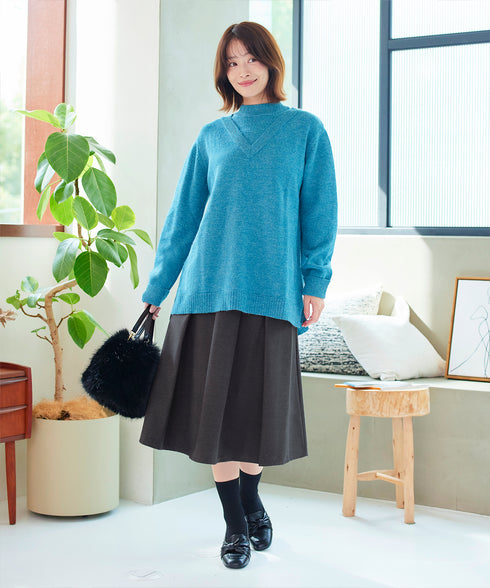 【新色追加】 ウール調タックスカート