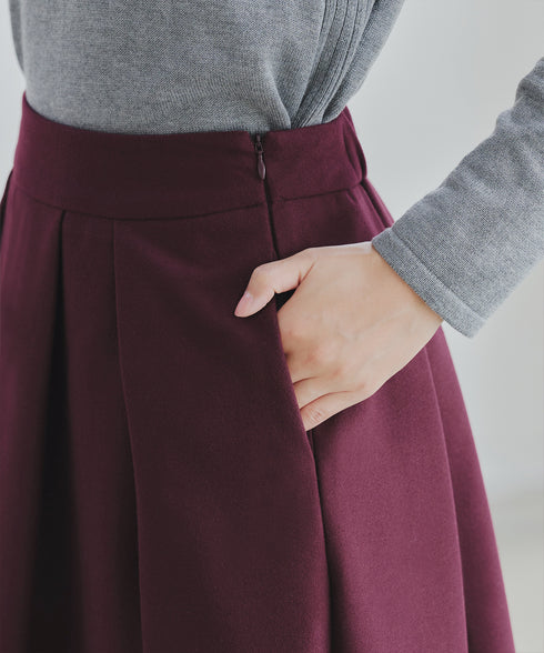 【新色追加】 ウール調タックスカート