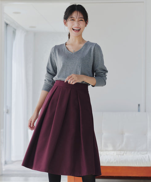 【新色追加】 ウール調タックスカート