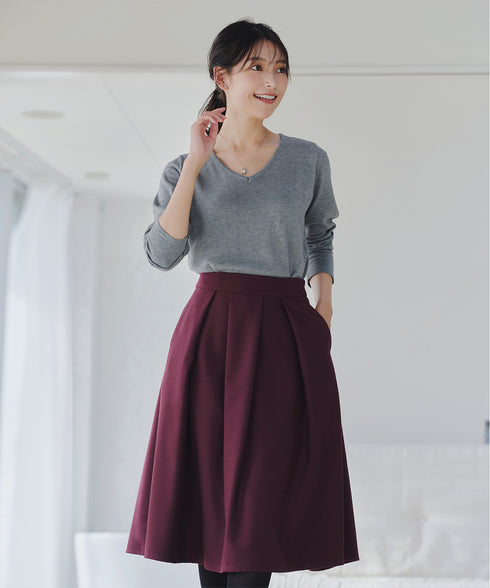 【新色追加】 ウール調タックスカート