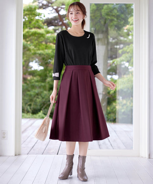 【新色追加】 ウール調タックスカート
