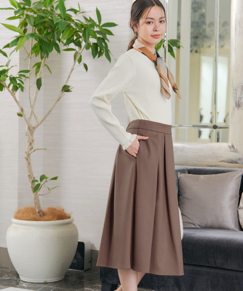 【新色追加】 ウール調タックスカート