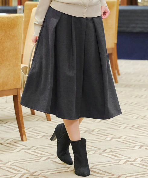 【新色追加】 ウール調タックスカート