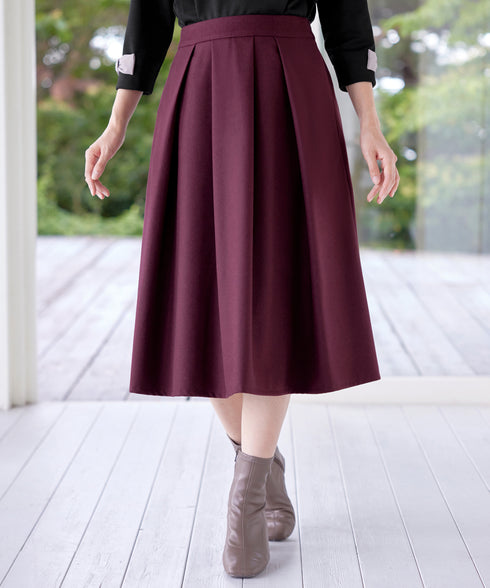 【新色追加】 ウール調タックスカート