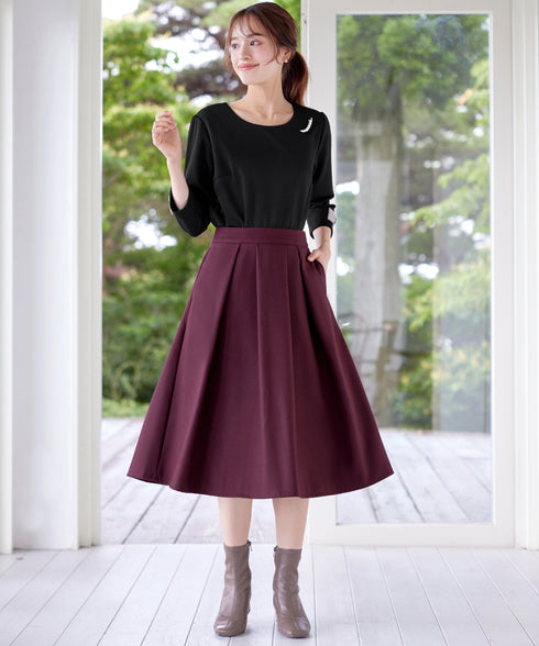 【新色追加】 ウール調タックスカート