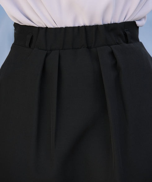 【アウトレット】ダブルストレッチ│ベルト付きタックスカート