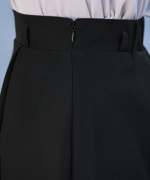 【アウトレット】ダブルストレッチ│ベルト付きタックスカート