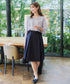 【アウトレット】ダブルストレッチ│ベルト付きタックスカート