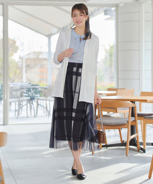 チュールレースチェックスカート