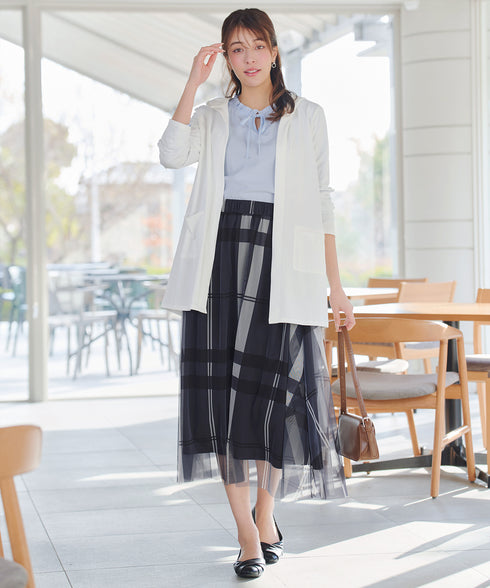 チュールレースチェックスカート