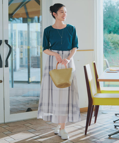 チュールレースチェックスカート