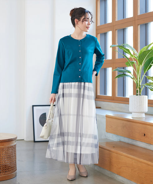 チュールレースチェックスカート