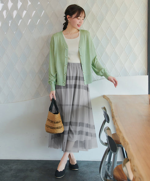 チュールレースチェックスカート