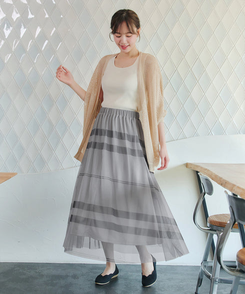 チュールレースチェックスカート